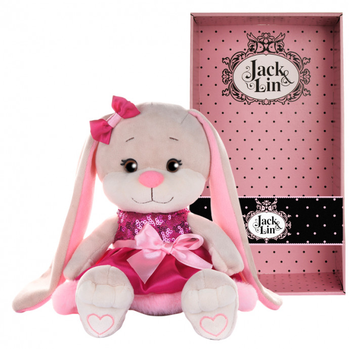Мягкая игрушка Зайка Lin в розовым - 20 см. 254-20 JL